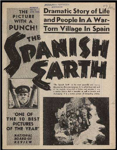 brief, publiciteitsfolder<br />The Spanish Earth